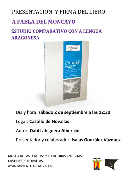 Presentación y firma del libro 'A fabla de Moncayo' de Dabi Lahiguera Albericio en Novallas