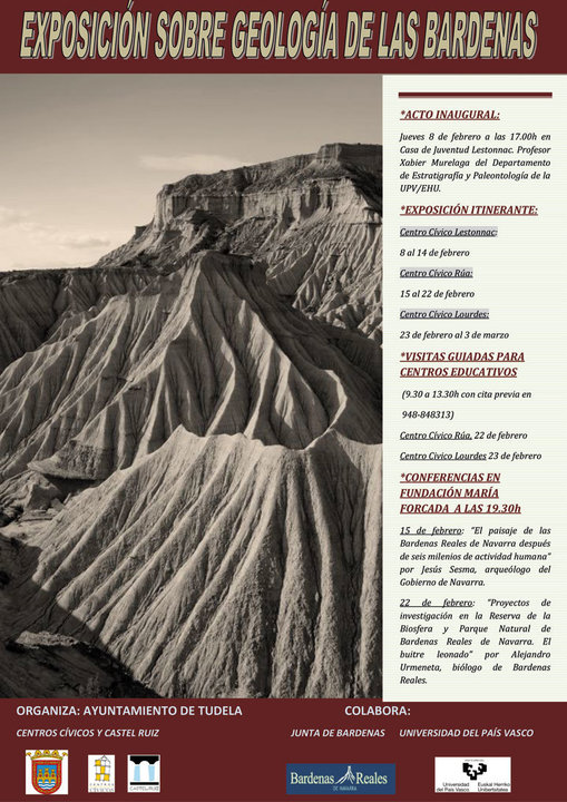 Exposición itinerante en Tudela sobre Geología de las Bardenas
