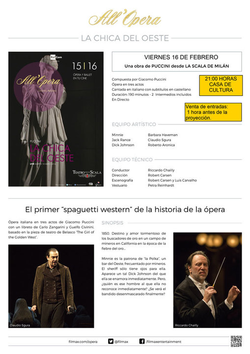 Proyección digital en Tauste de la ópera de Puccini 'La chica del oeste'
