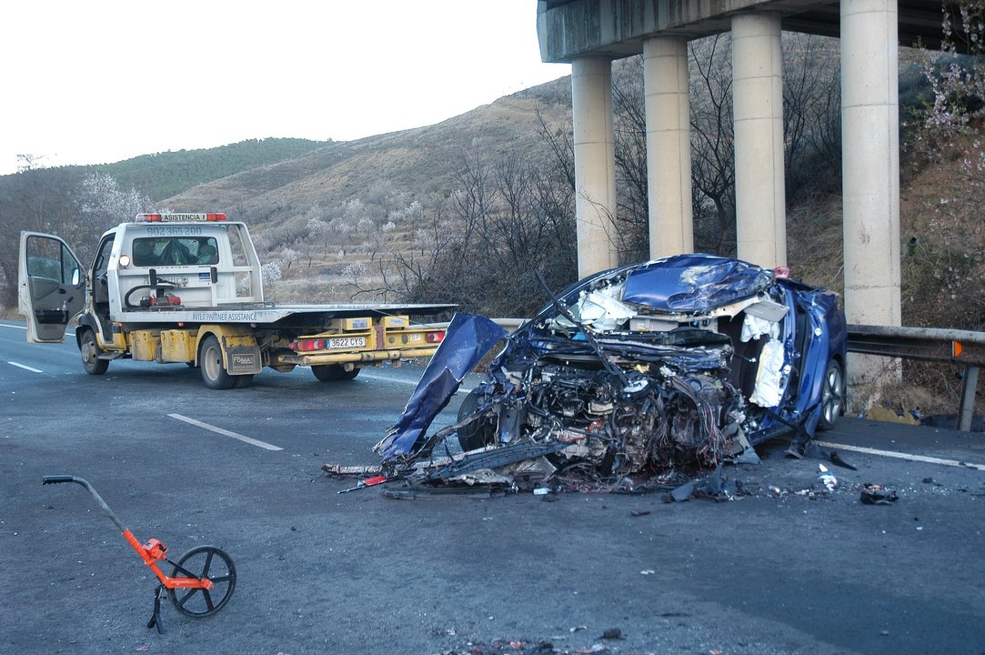 Vehículo que conducía la víctima del accidente de Valverde