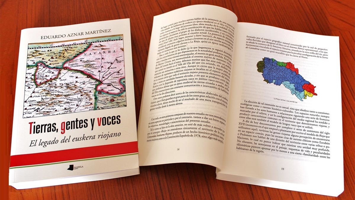 El libro 'Tierras, gentes y voces. El legado del euskera riojano' de Eduardo Aznar Martínez ha sido editado por la editorial Pamiela