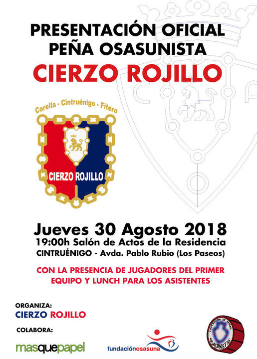 Presentación oficial en Cintruénigo de la Peña Osasunista Cierzo Rojillo