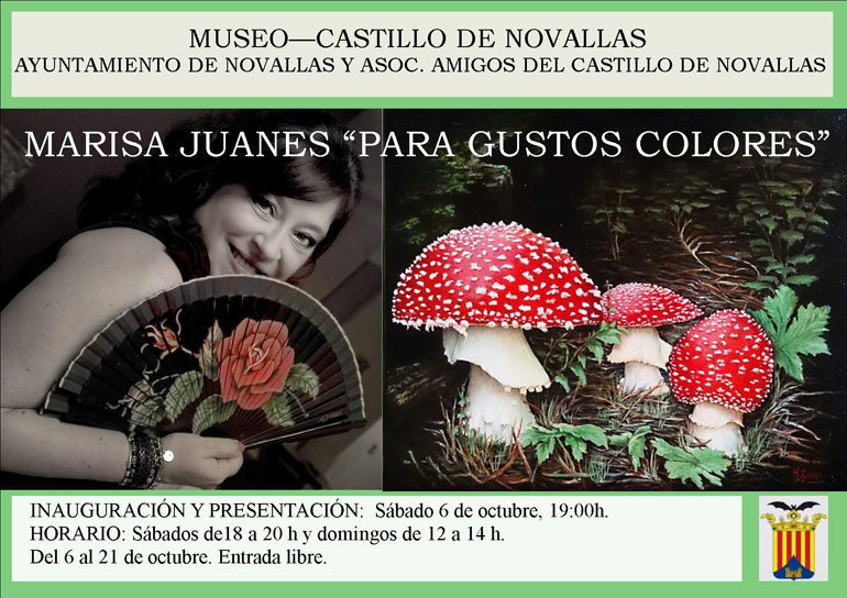 Exposición en Novallas de cuadros y abanicos 'Para gustos colores' de Marisa Juanes