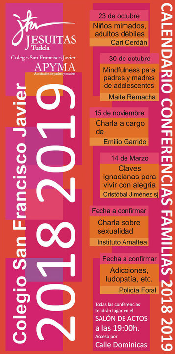 Conferencias familias 2018-2019 del Colegio San Francisco Javier de Tudela