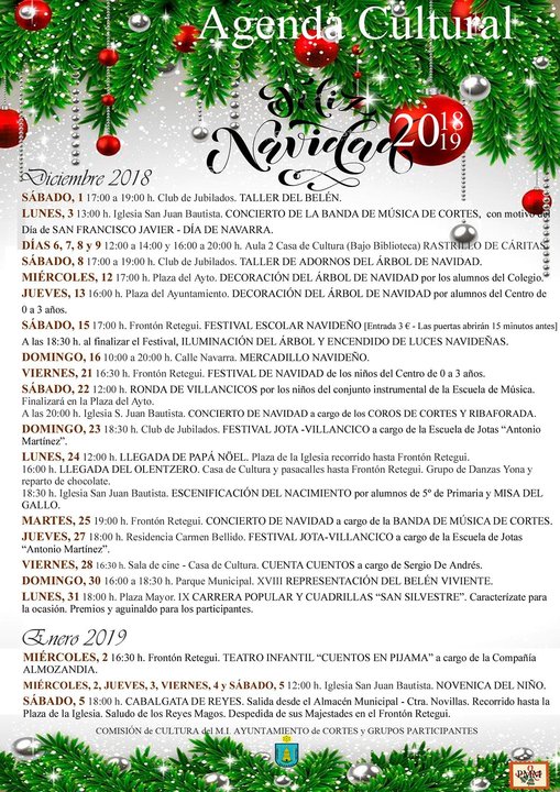 Agenda de Navidad 2018 en Cortes