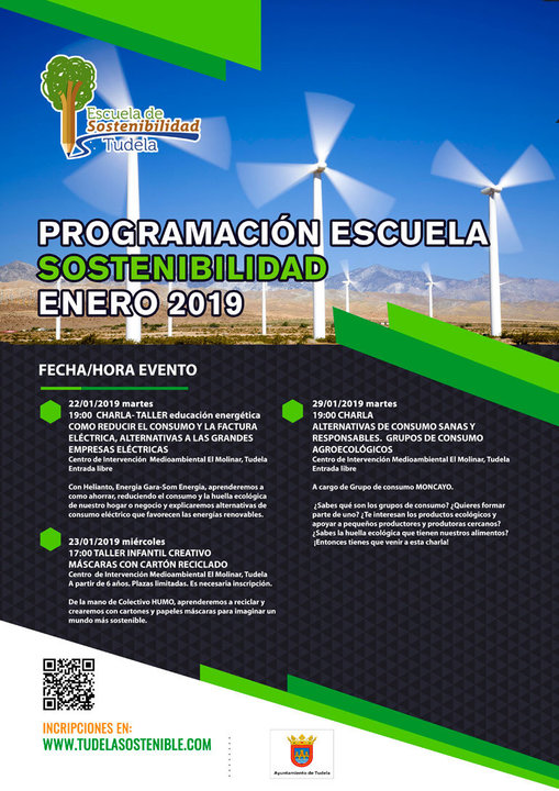 Actividades enero 2019 de la Escuela de Sostenibilidad de Tudela