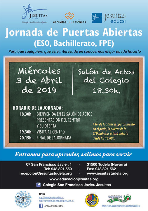 Jornadas de puertas abiertas 2019 en el Colegio San Francisco Javier de Tudela (Jesuitas)