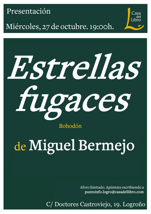 Presentación en Logroño de la novela ‘Estrellas fugaces’ del alfareño Miguel Bermejo Fernández