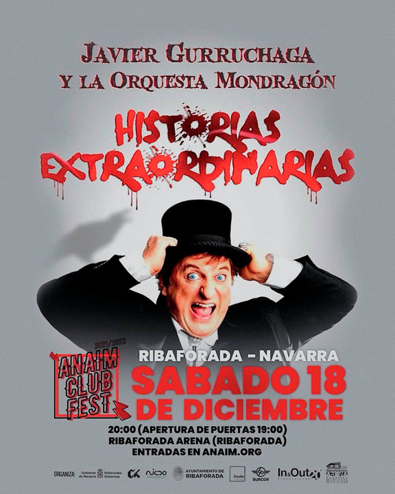 Espectáculo en Ribaforada ‘Historias Extraordinarias’ con Javier Gurruchaga y la Orquesta Mondragón