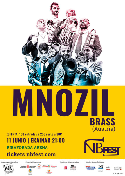 Cartel de Mnozil que tocará en Ribaforada el 11 de junio
