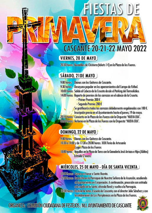 Cartel Fiestas Primavera Cascante 20-21-22 2022 de mayo