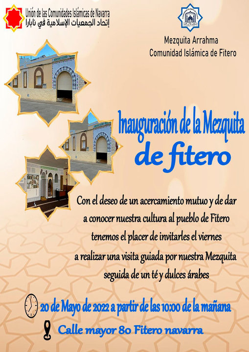 Cartel inauguración de la mezquita de Fitero el 20 de mayo