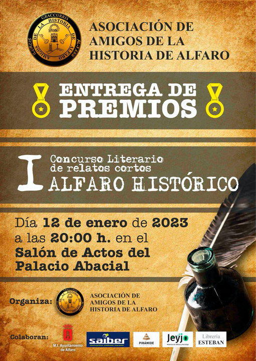 Entrega de premios en Alfaro del I Concurso literario de relatos cortos ‘Alfaro histórico’