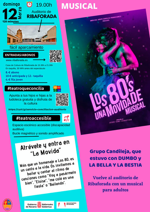 Espectáculo en Ribaforada ‘Los 80s Una movida de musical’ con el grupo Candileja