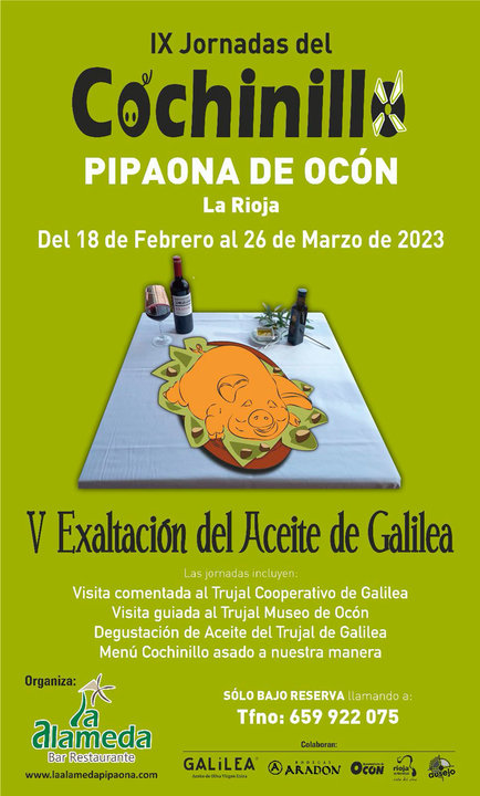 IX Jornadas del Cochinillo y V Exaltación del Aceite de Galilea 2023 en Pipaona de Ocón