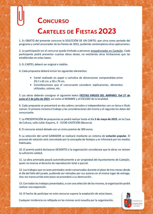 Concurso del cartel de fiestas de Castejón 2023