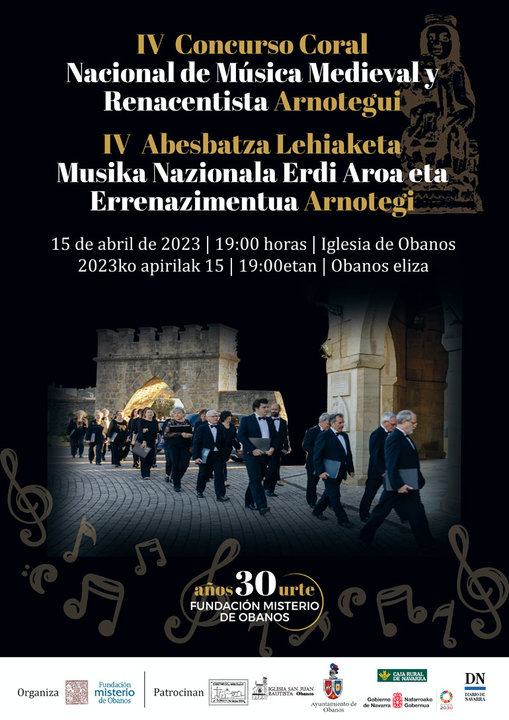 IV Concurso Coral Nacional de Música Medieval y Renacentista Arnotegui 2023 en Obanos