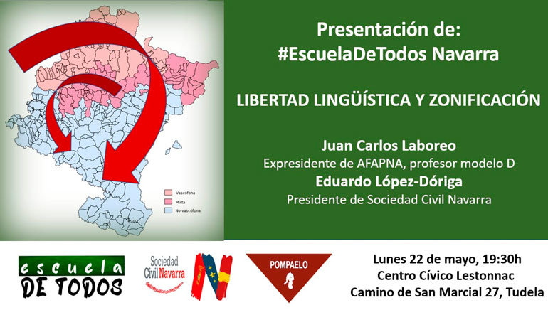 Presentación en Tudela de la Escuela de Todos Navarra Libertad lingüística y zonificación