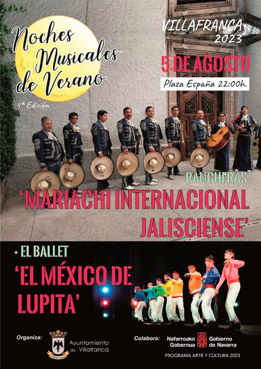 IV Noches musicales de verano 2023 en Villafranca Mariachi Internacional Jalisciense + El México de Lupita