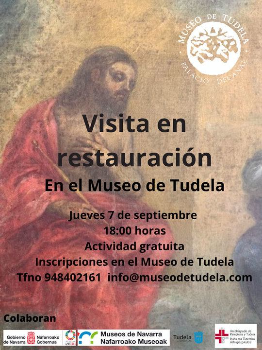Visita en restauración en Tudela a dos lienzos barrocos de Vicente Berdusán