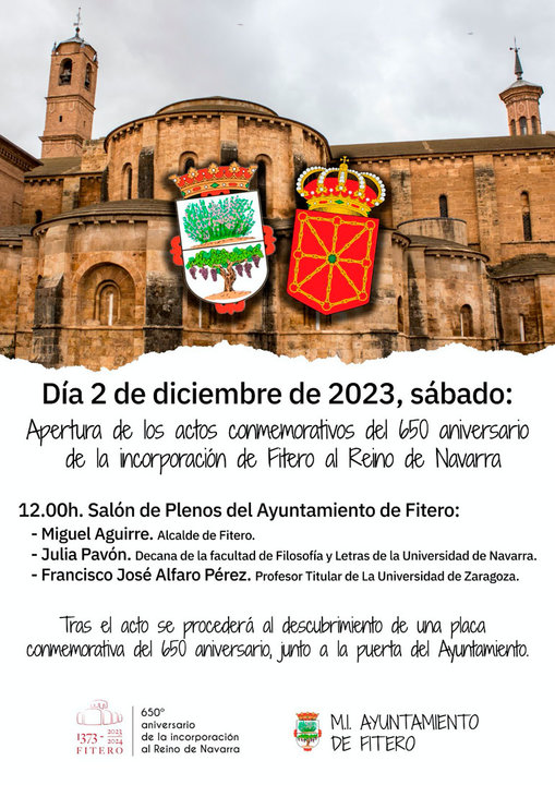650 aniversario de la incorporación de Fitero al Reino de Navarra