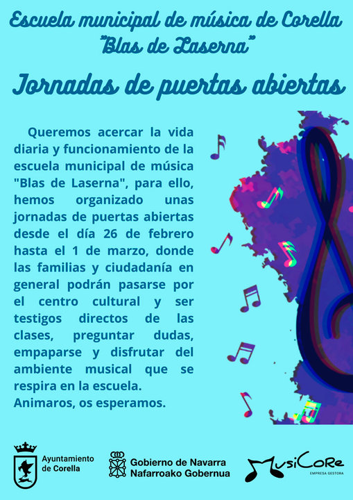 Jornadas de puertas abiertas de la Escuela Municipal de Música ‘Blas de Laserna’ 2024 en Corella