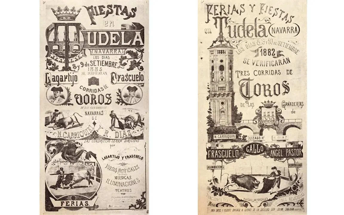 Carteles de los a&ntilde;os 1882 y 1883, los toros eran de ganaderos de la zona.