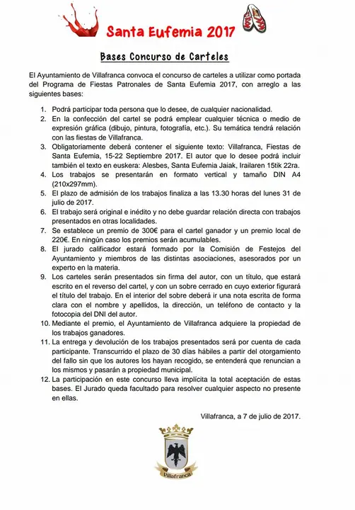 Concurso cartel de fiestas de Villafranca