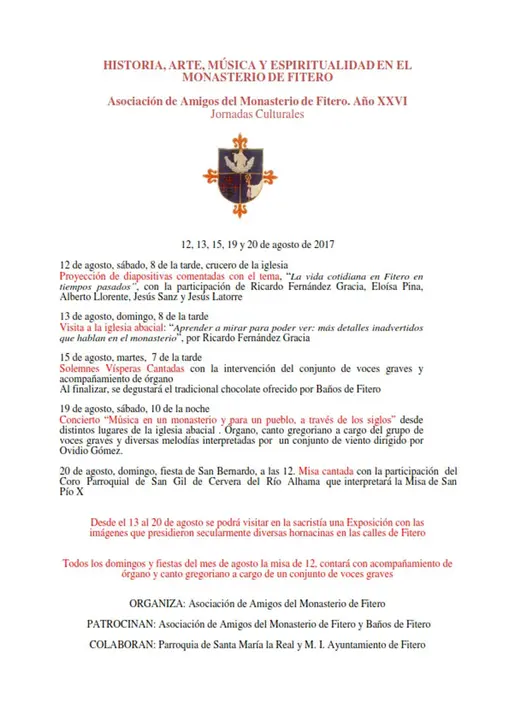 Historia, arte, m&uacute;sica y espiritualidad en el Monasterio de Fitero