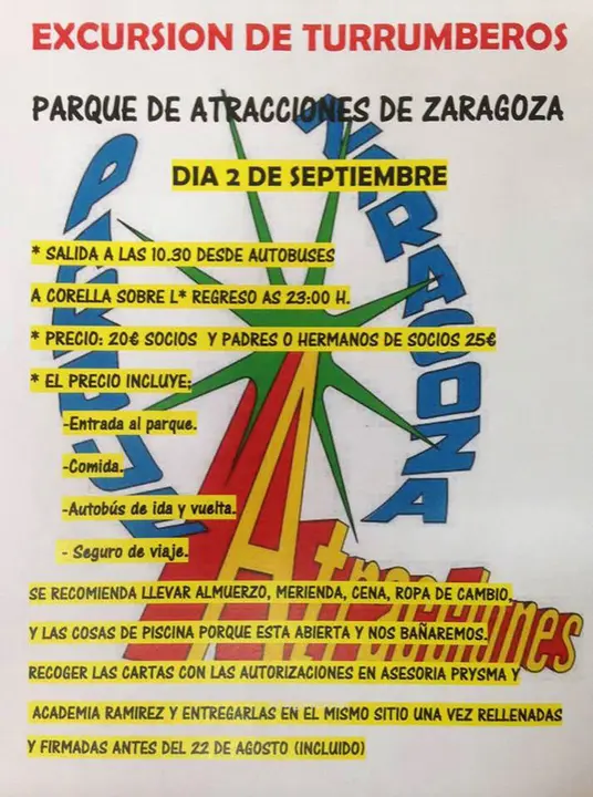 Excursi&oacute;n de Turrumberos de Corella al Parque de atracciones de Zaragoza 