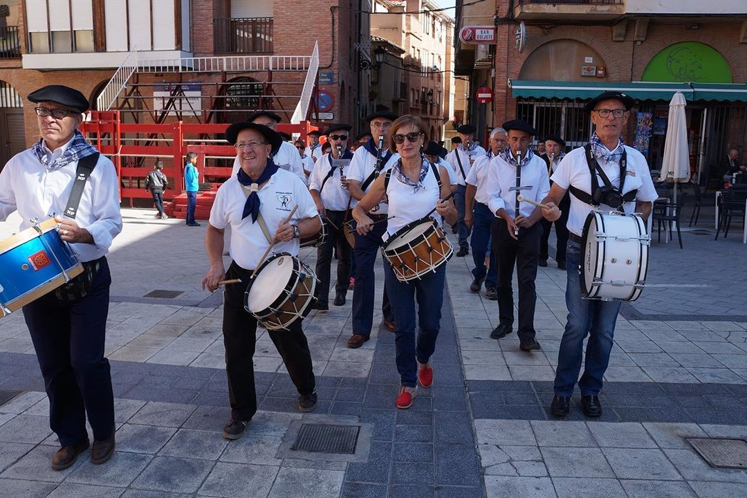 Txistularis en acción durante el Día del Euskera en Villafranca