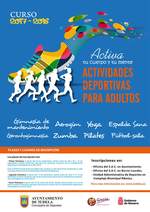 Curso 2017-2018 de actividades deportivas para adultos en Tudela