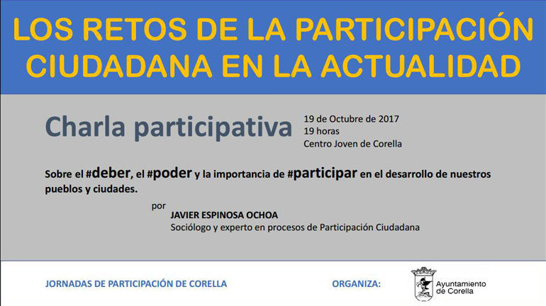 Charla participativa en Corella 'Los retos de la participación ciudadana en la actualidad'