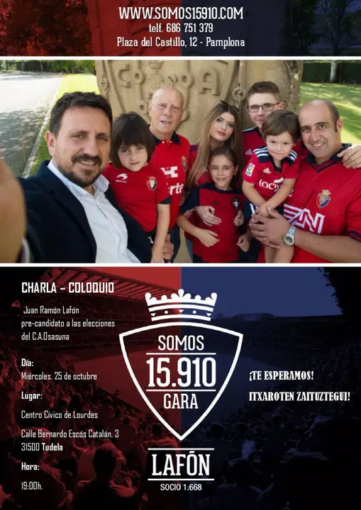 Charla-coloquio en Tudela con Juan Ram&oacute;n Laf&oacute;n, per-candidato a las elecci&oacute;nes del C.A. Osasuna