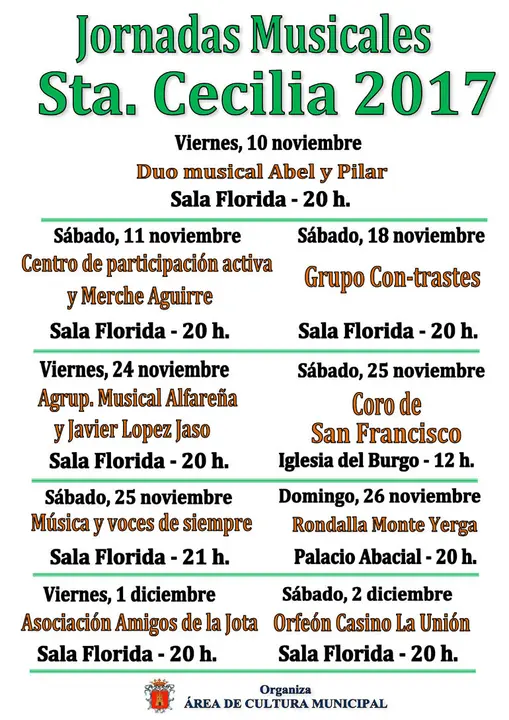 Jornadas musicales de Santa Cecilia 2017 en Alfaro
