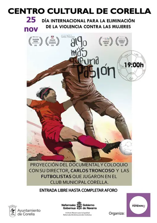 Coloquio y proyecci&oacute;n en Corella del documental 'Algo m&aacute;s que una pasi&oacute;n'