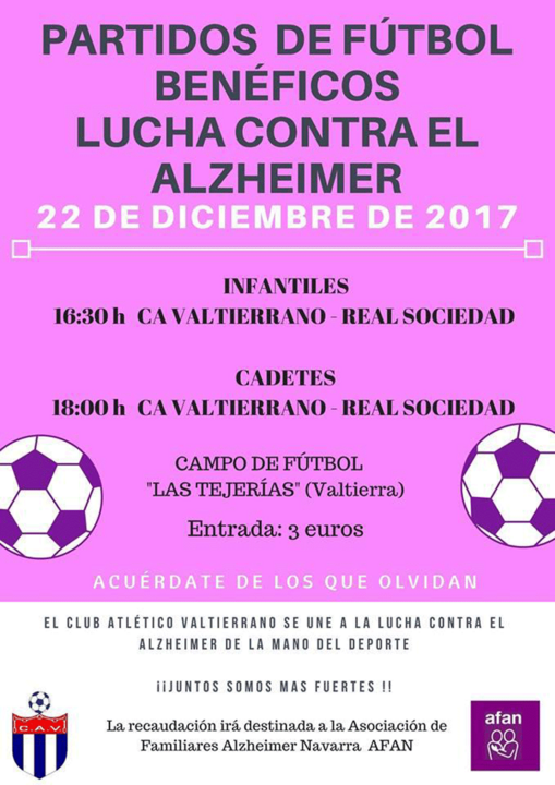 Partidos de f&uacute;tbol ben&eacute;ficos en Valtierra lucha contra el Alzheimer
