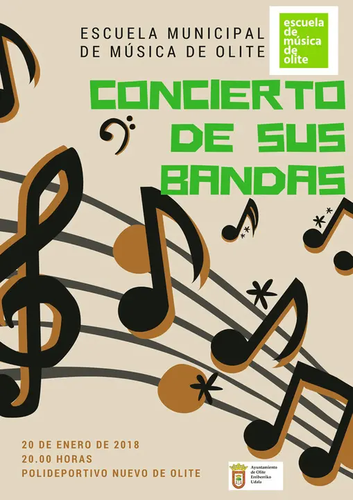 Concierto de sus bandas Escuela municipal de m&uacute;sica de Olite
