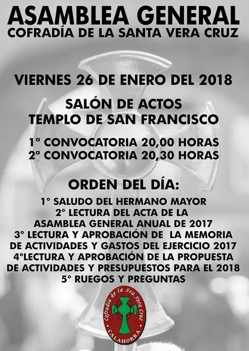 Asamblea en Calahorra de la Cofrad&iacute;a de la Santa Vera Cruz