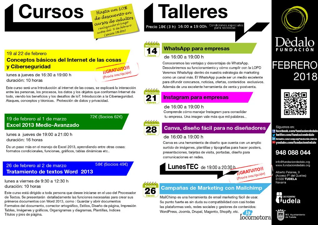 Actividades febrero Fundaci&oacute;n D&eacute;dalo de Tudela