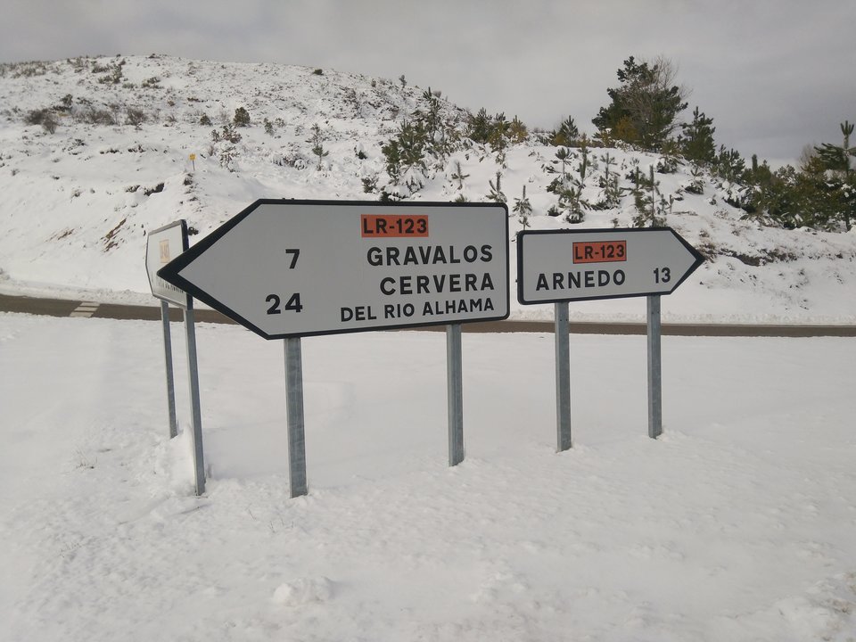 Nieve en la carretera de Cervera-Arnedo