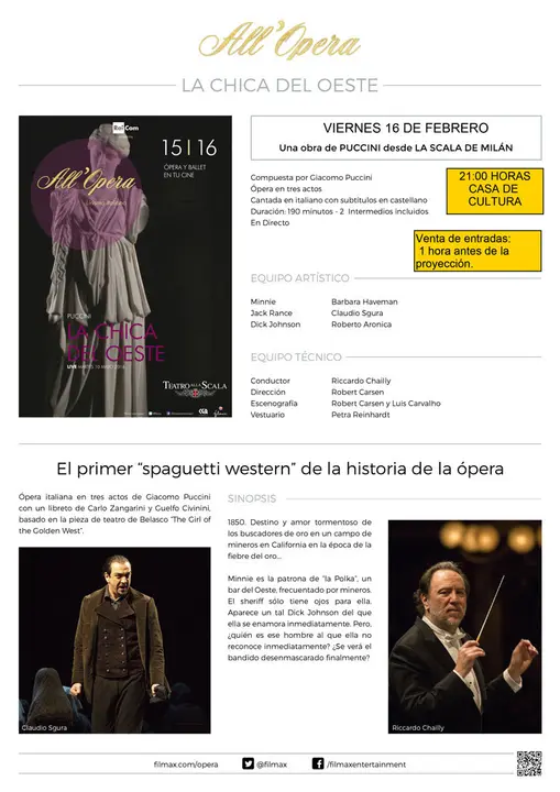 Proyecci&oacute;n digital en Tauste de la &oacute;pera de Puccini 'La chica del oeste'