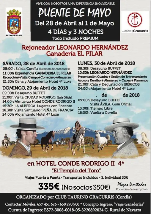 Excursi&oacute;n del Club Taurino Gracurris de Corella rejoneador Leonardo Hern&aacute;ndez y Ganader&iacute;a El Pilar