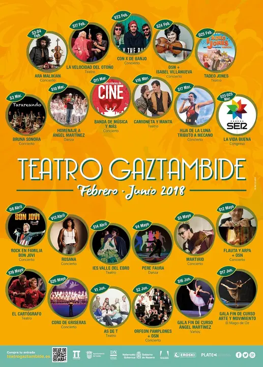Programaci&oacute;n febrero-junio 2018 del Teatro Gaztambide de Tudela