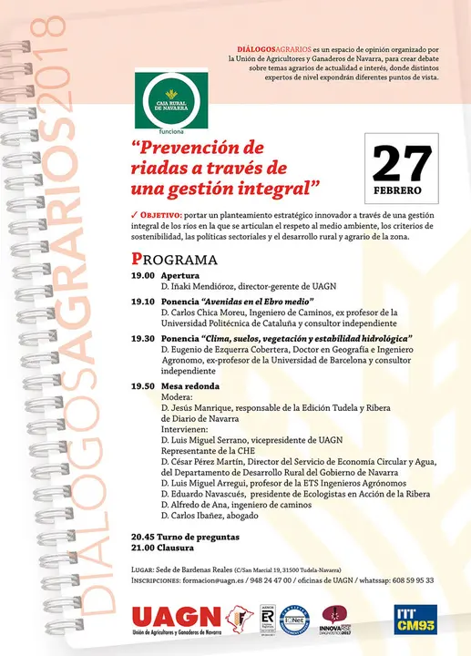 Di&aacute;logos Agrarios 2018 en Tudela Prevenci&oacute;n de riadas a trav&eacute;s de una gesti&oacute;n integral
