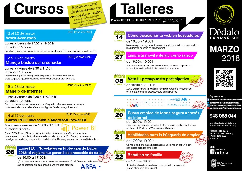 Actividades marzo Fundaci&oacute;n D&eacute;dalo de Tudela