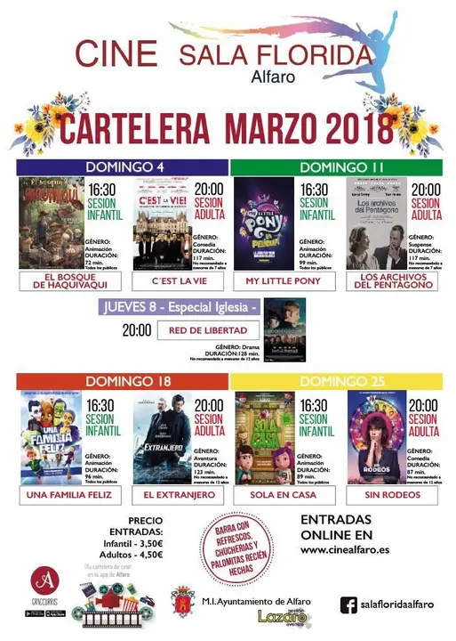 Cartelera marzo en Alfaro