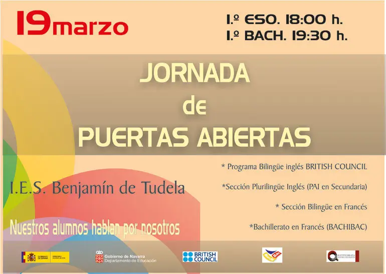 Jornada de puertas abiertas en el I.E.S. Benjam&iacute;n de Tudela