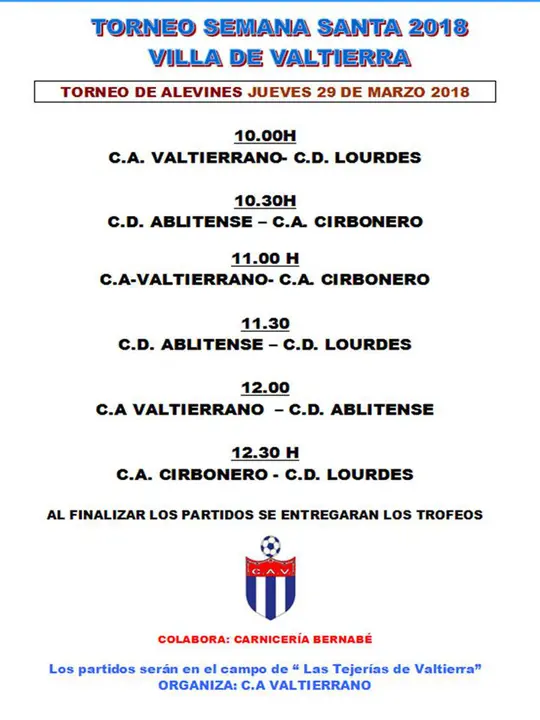 Torneo alev&iacute;n de Semana Santa 'Villa de Valtierra'