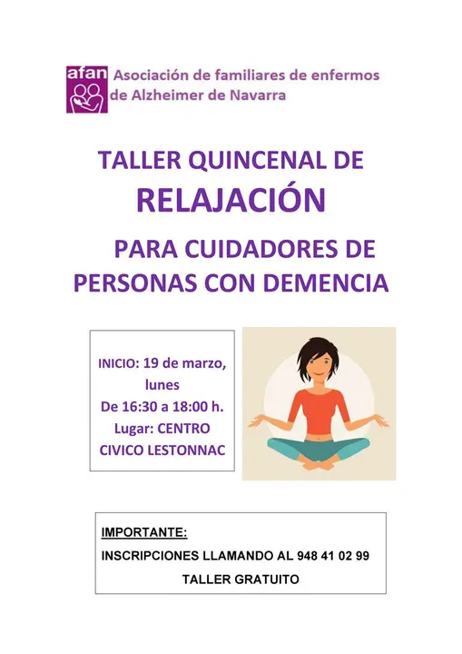 Taller quincenal en Tudela de relajaci&oacute;n para cuidadores de personas con demencia